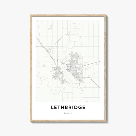 Lethbridge Canada Minimalist City Street Map Travel Wall Poster