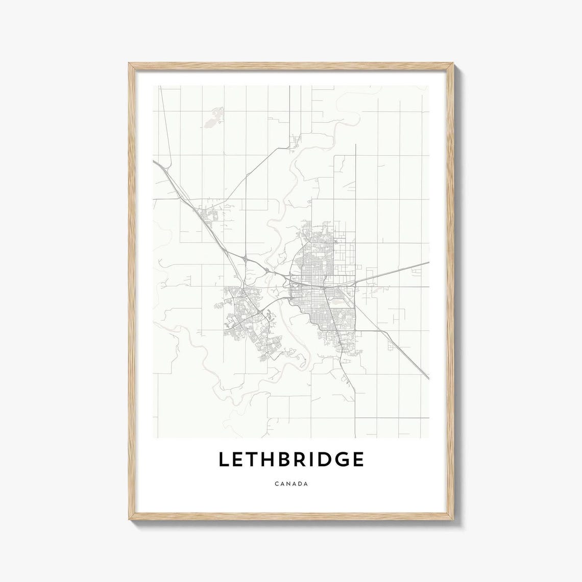 Lethbridge Canada Minimalist City Street Map Travel Wall Poster