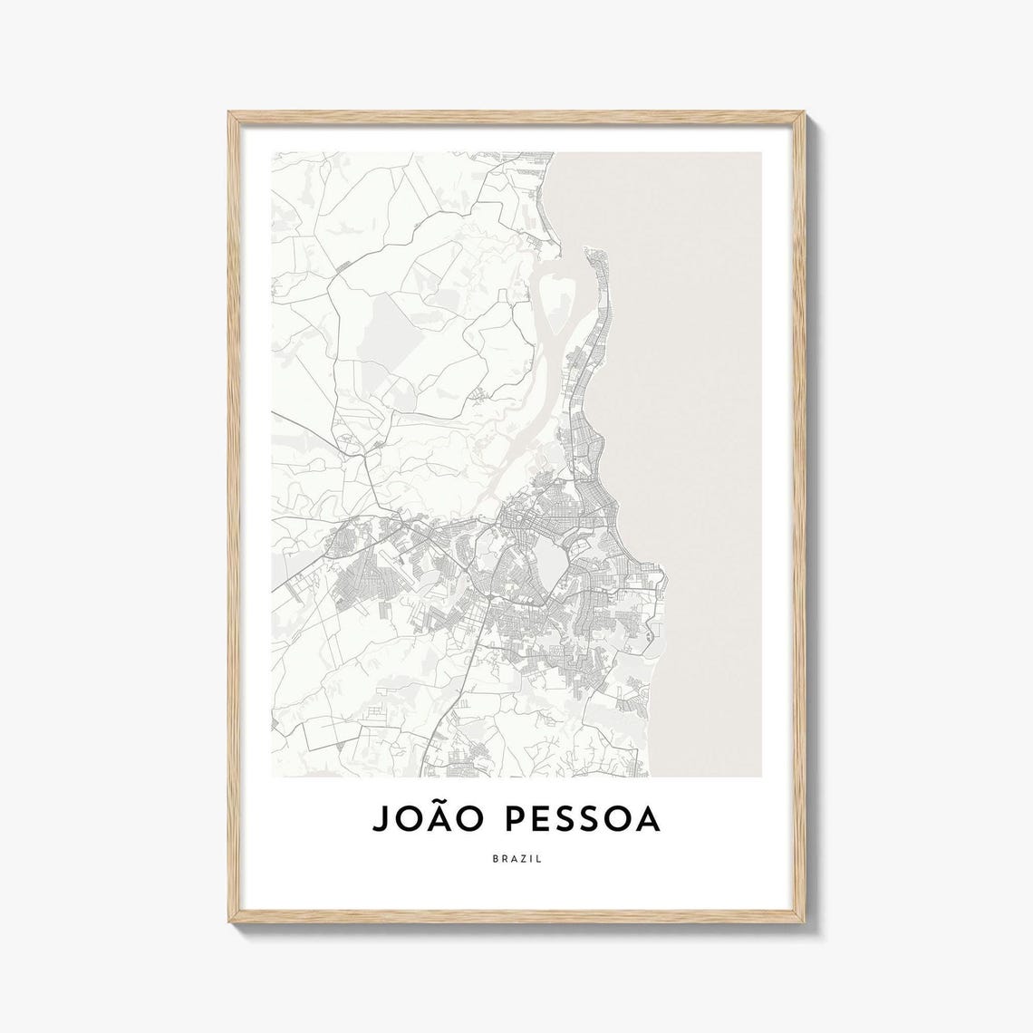 Joao Pessoa Brazil Minimalist Coastal City Map Poster Home Decor