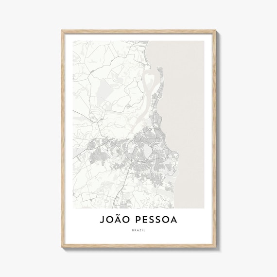 Joao Pessoa Brazil Minimalist Coastal City Map Poster Home Decor