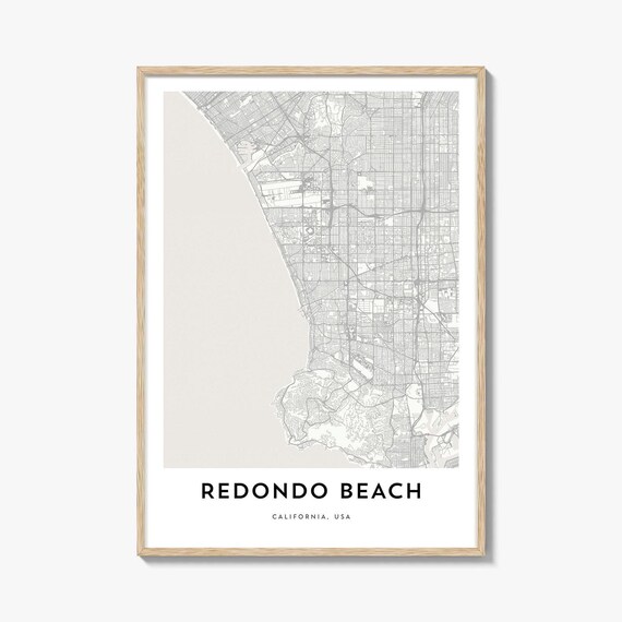 Redondo Beach California Minimalist City Street Map Art Poster