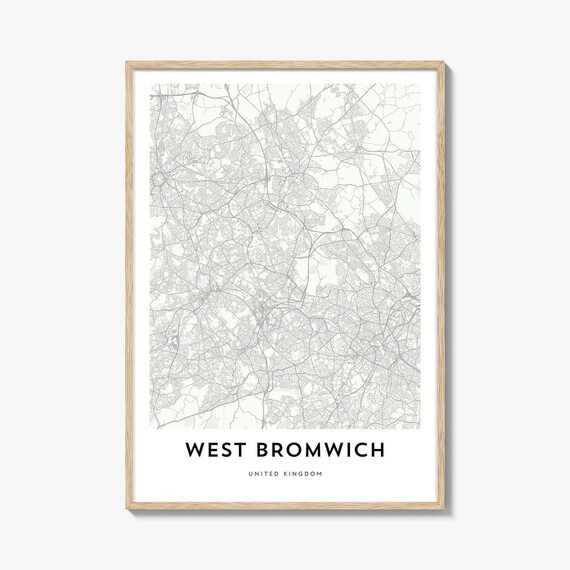 Elegant Minimalist West Bromwich England City Map Poster in Gray