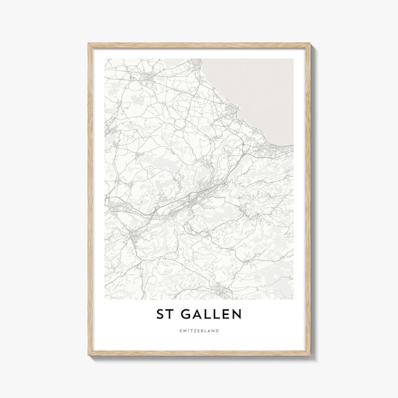 St Gallen Switzerland Minimalist Light Gray City Map Art Poster