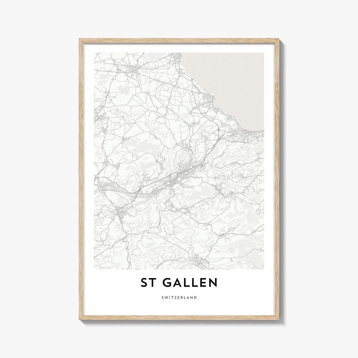 St Gallen Switzerland Minimalist Light Gray City Map Art Poster