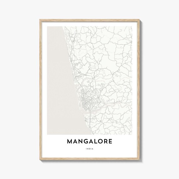 Mangalore India City Map Poster Minimalist Coastal Street Plan Art