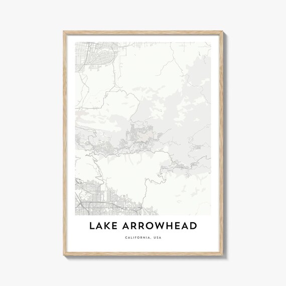 Lake Arrowhead California Minimalist Map Poster in Clean White Style