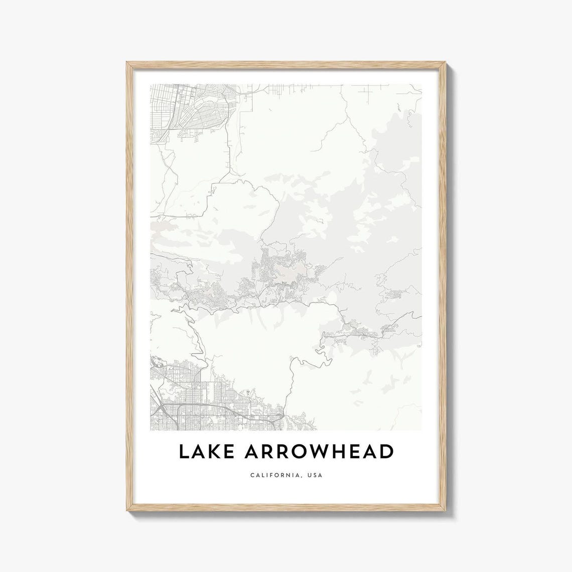 Lake Arrowhead California Minimalist Map Poster in Clean White Style