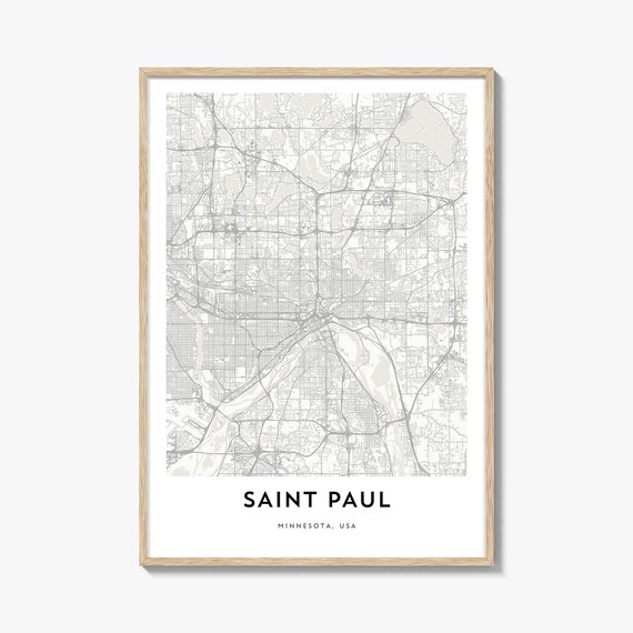 Saint Paul Minnesota Street Map Minimalist Grey Travel Poster