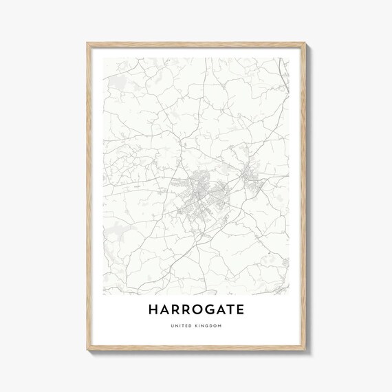 Harrogate United Kingdom Minimalist City Street Map Travel Poster