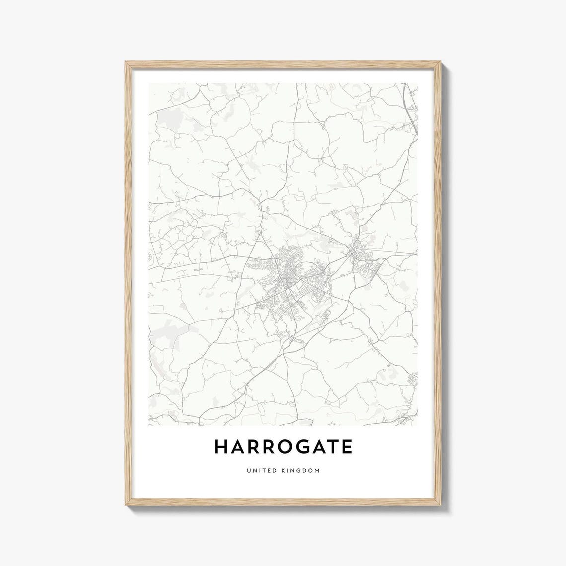 Harrogate United Kingdom Minimalist City Street Map Travel Poster