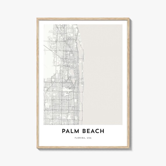 Palm Beach Florida Minimalist Coastal City Map Poster Wall Decor