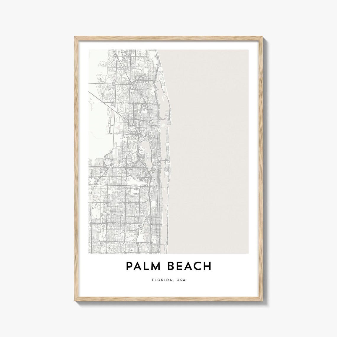 Palm Beach Florida Minimalist Coastal City Map Poster Wall Decor