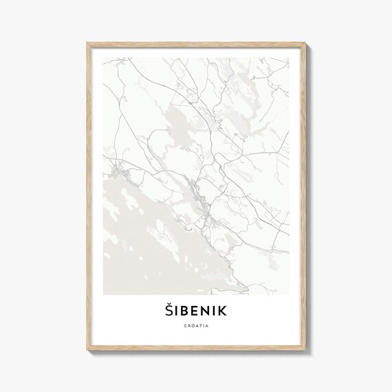Sibenik Croatia Coastal City Minimalist Street Map Art Poster