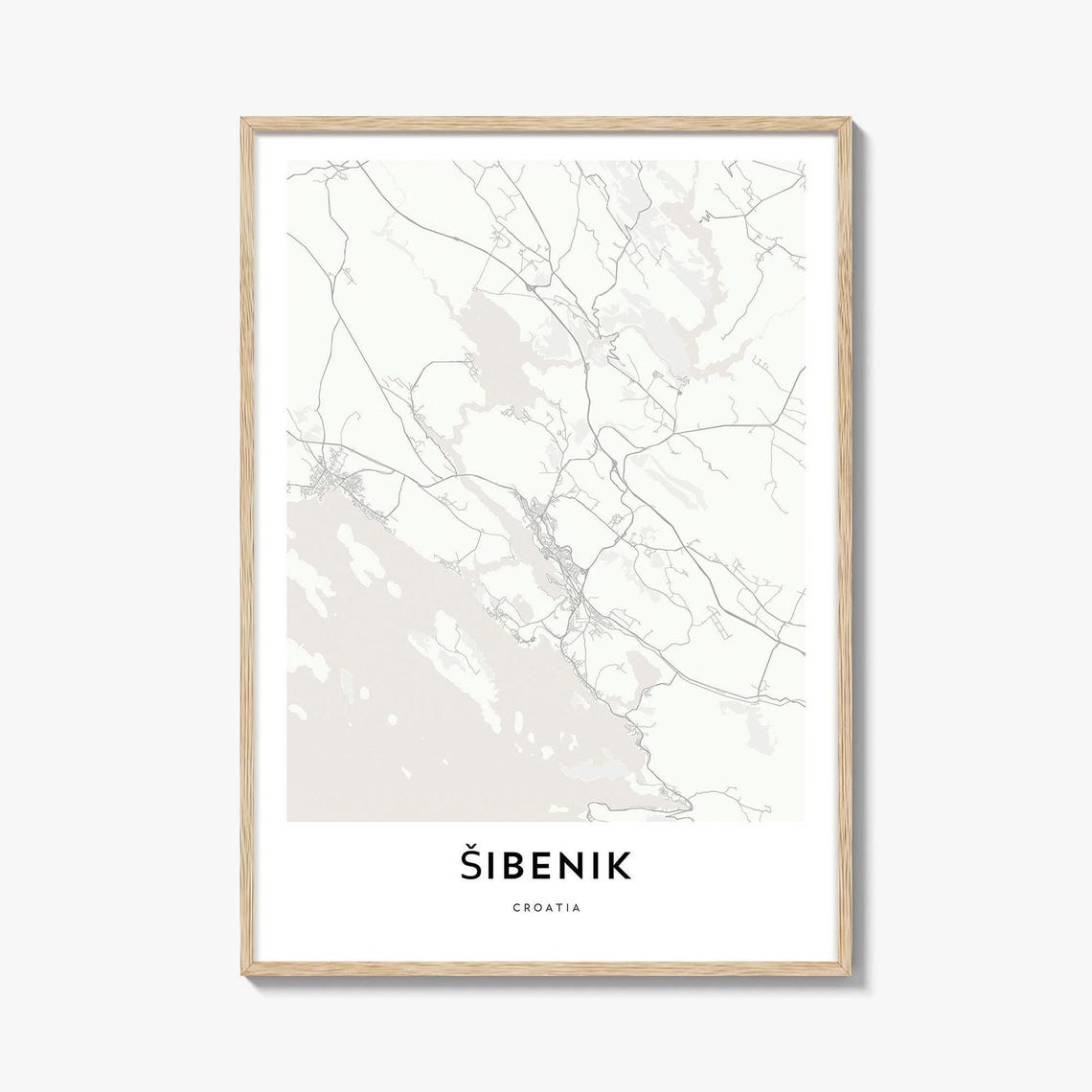 Sibenik Croatia Coastal City Minimalist Street Map Art Poster
