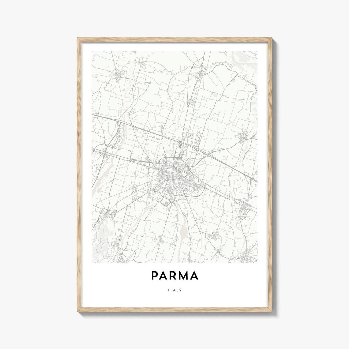 Parma Italy Minimalist City Street Map Art Poster in Soft Neutral