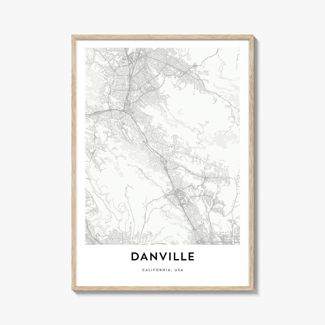 Danville California USA Minimalist Street Map Suburb Line Art Wall Poster
