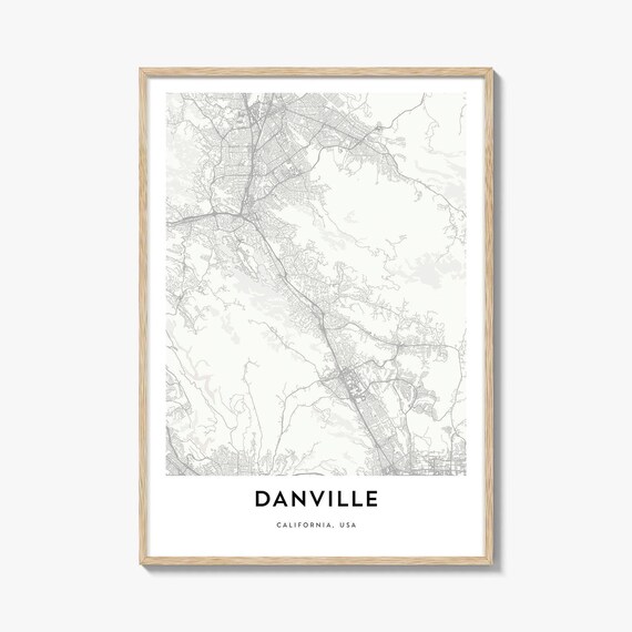 Danville California USA Minimalist Street Map Suburb Line Art Wall Poster