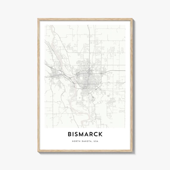 Bismarck North Dakota Minimalist City Street Map Art Poster Decor