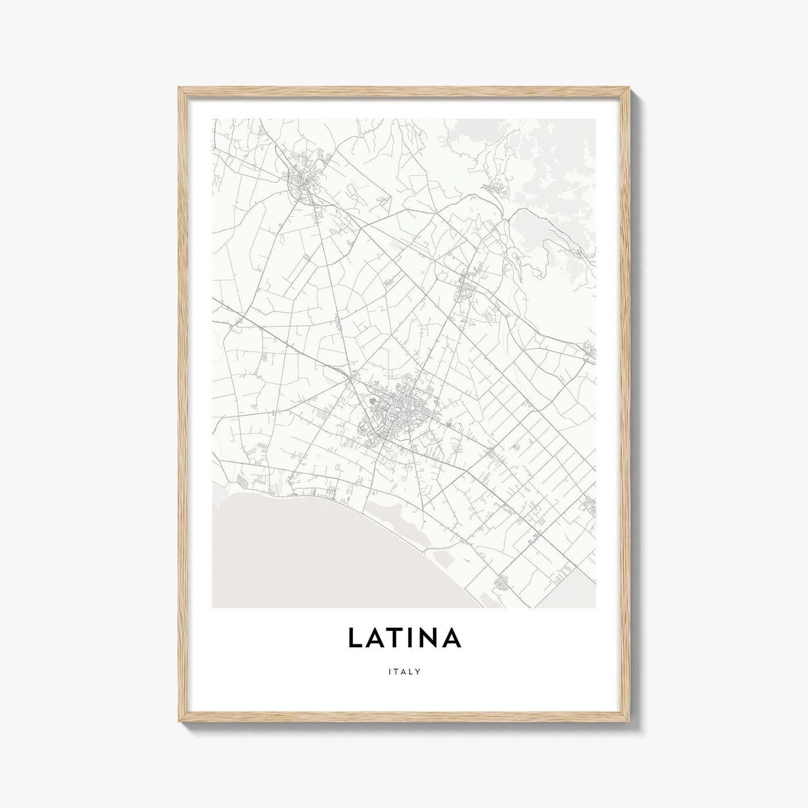 Latina Italy Minimal Street Map Poster Modern Home Office Art