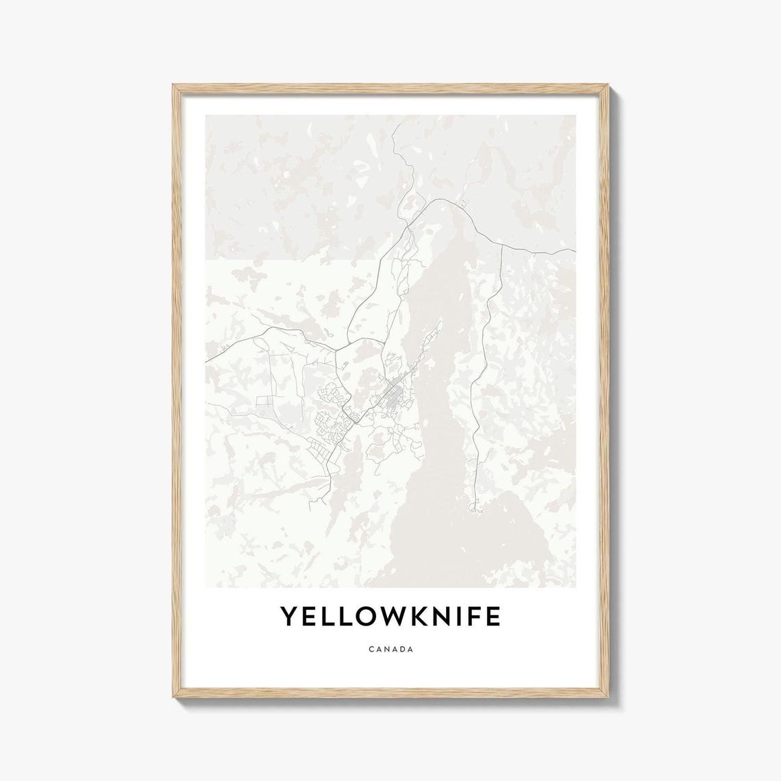 Yellowknife Canada City Street Map Minimalist Line Art Poster