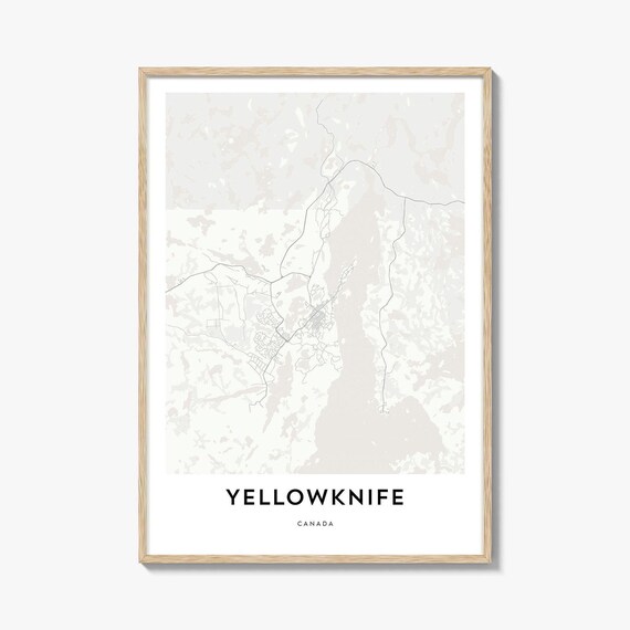 Yellowknife Canada City Street Map Minimalist Line Art Poster