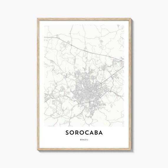 Sorocaba Brazil Elegant Modern Minimalist City Street Map Art Print