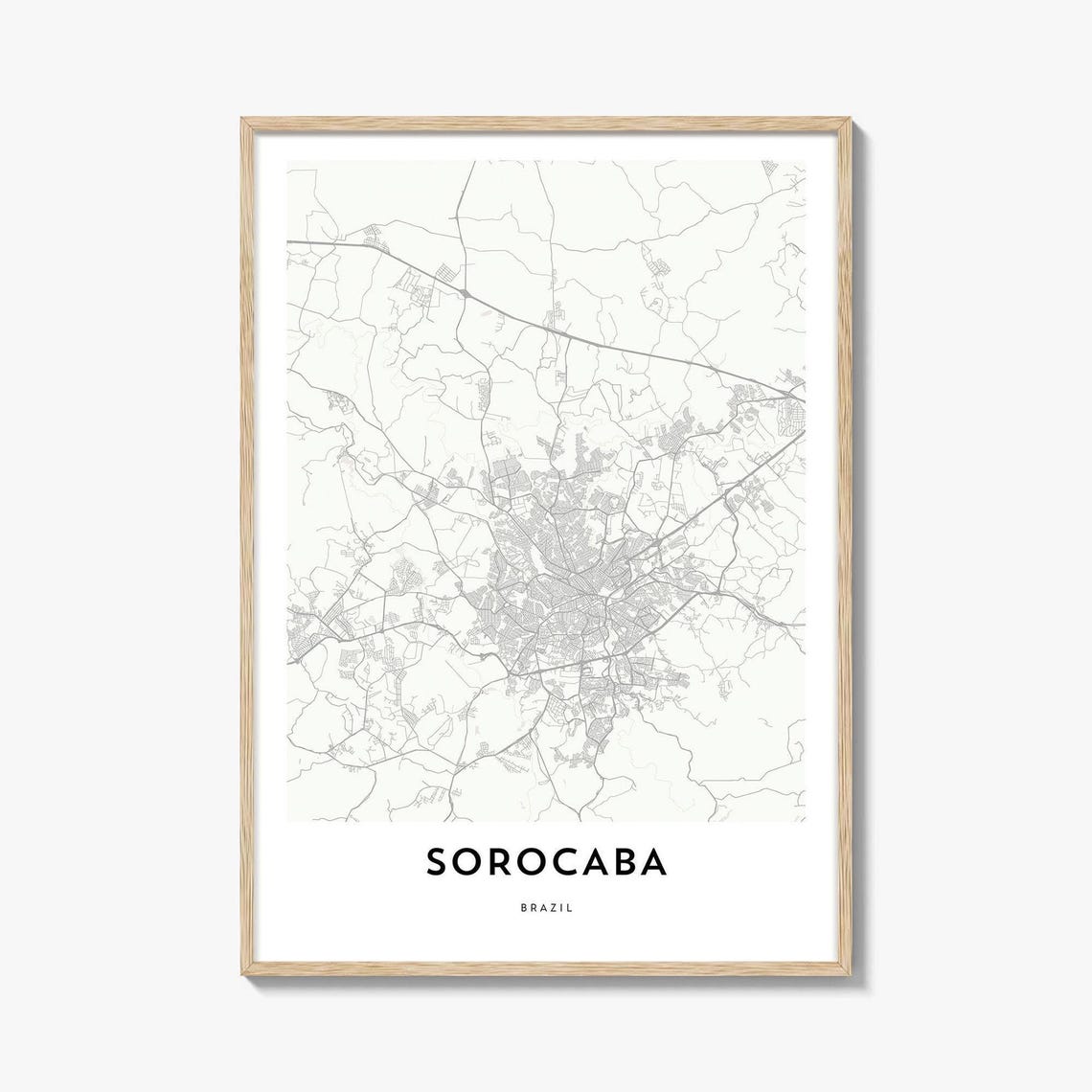 Sorocaba Brazil Elegant Modern Minimalist City Street Map Art Print