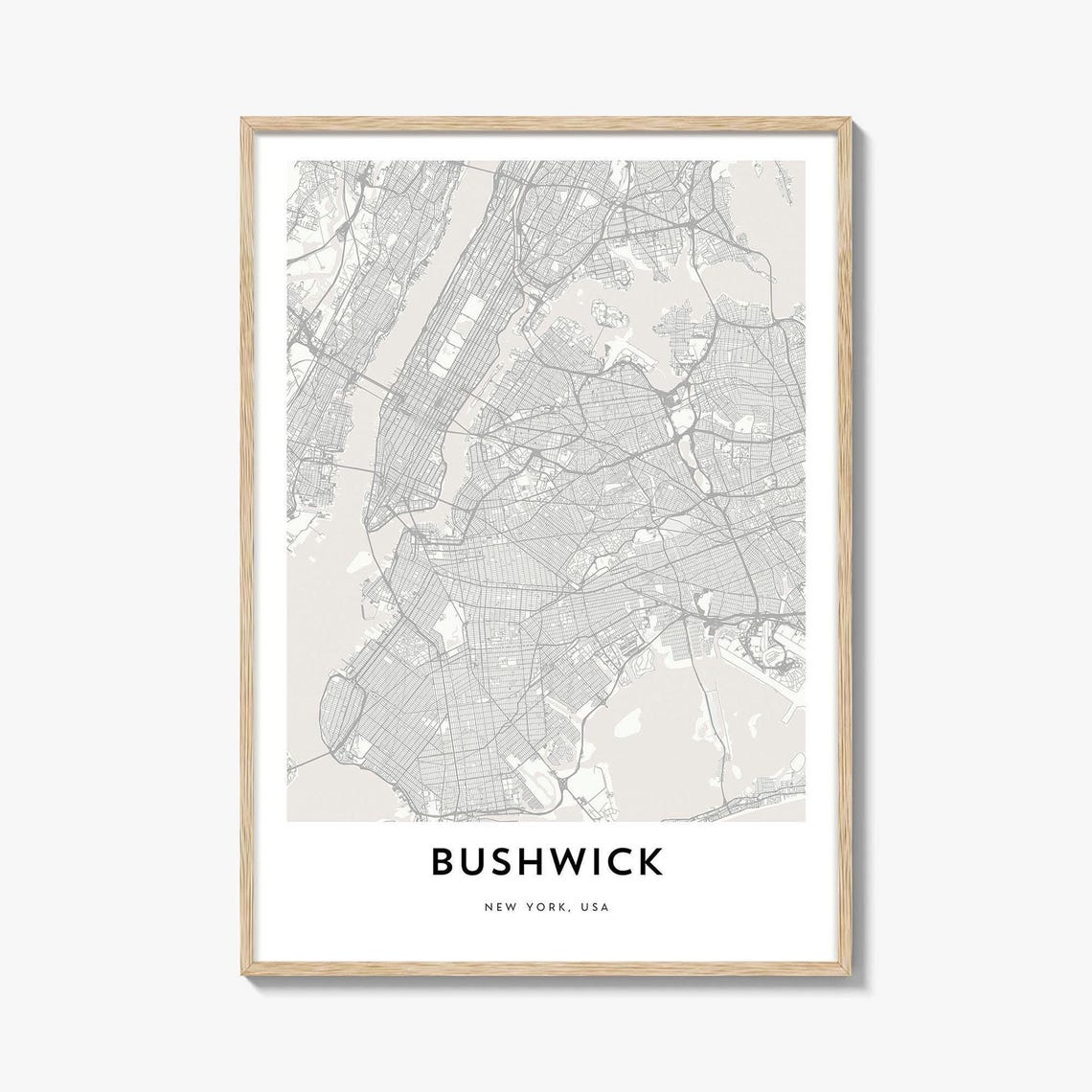 Bushwick New York USA Minimalist Neighborhood Map Art Poster