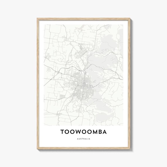 Toowoomba Queensland Australia Minimalist City Street Map Poster