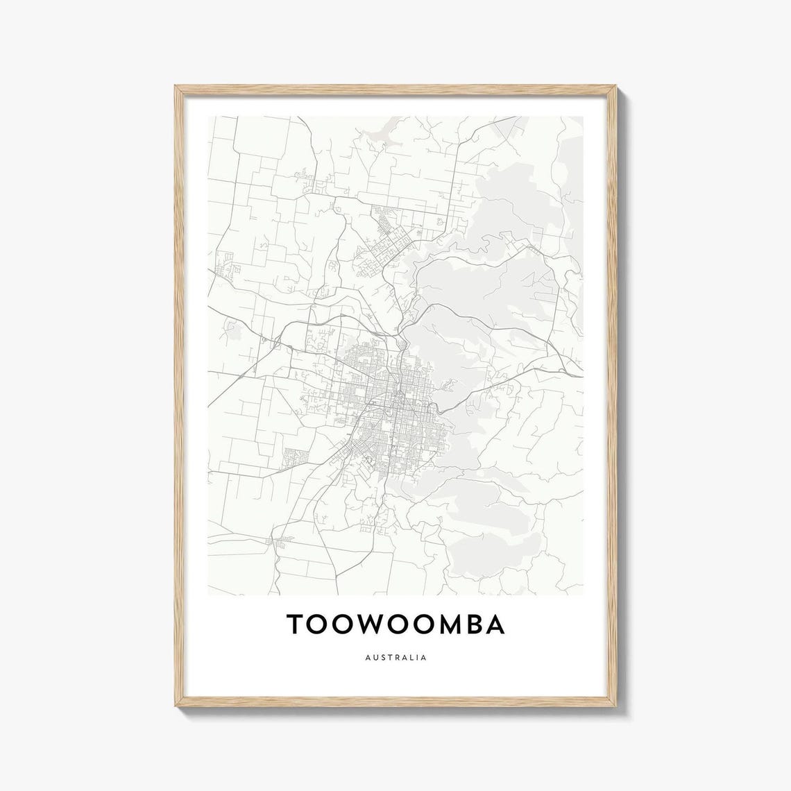 Toowoomba Queensland Australia Minimalist City Street Map Poster