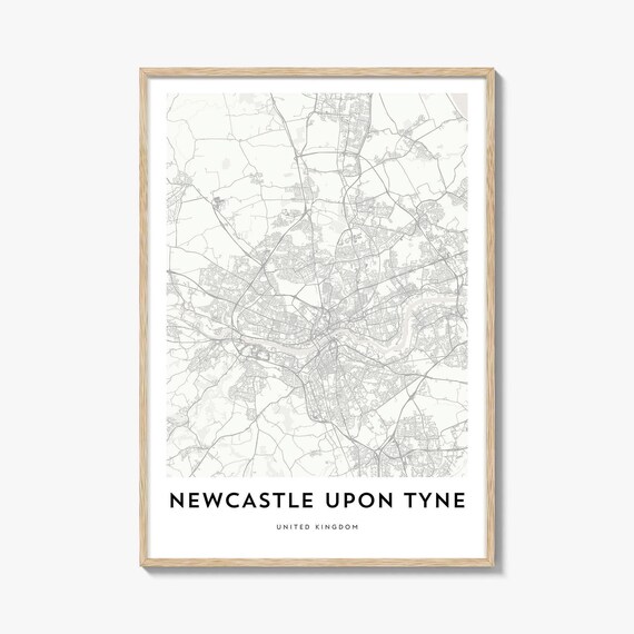 Minimalist Newcastle Upon Tyne UK Street Map City Line Art Wall Print