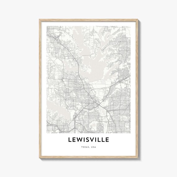 Lewisville Texas USA Minimalist City Street Map Black White Poster
