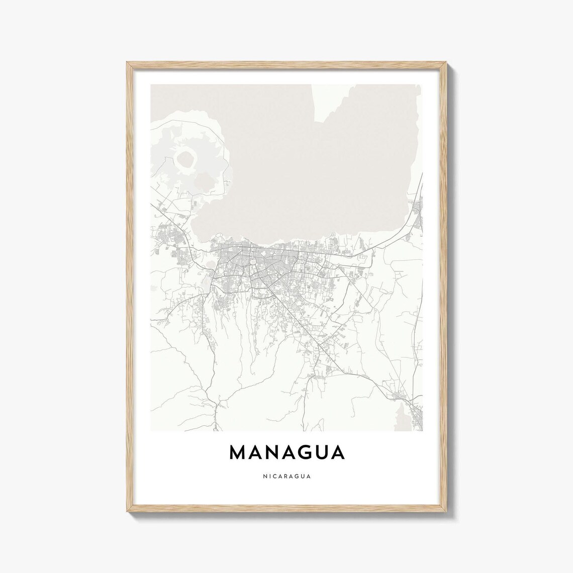 Managua Nicaragua Minimalist City Map Line Art Poster Home Decor