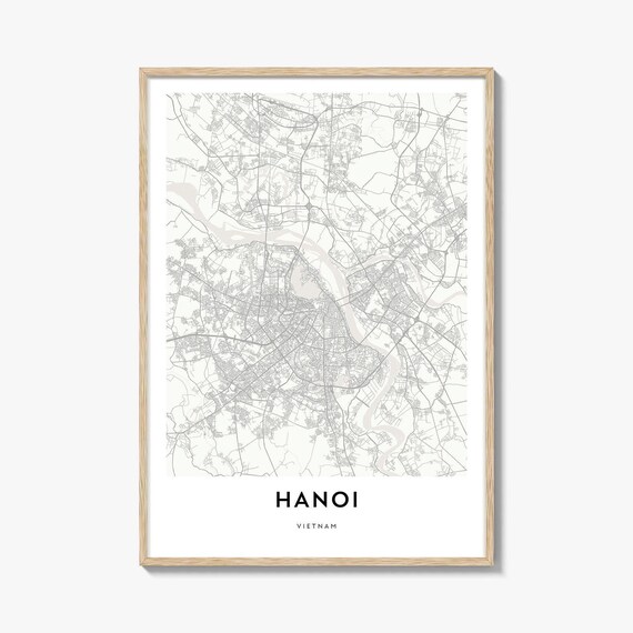 Hanoi Vietnam Minimalist City Street Map Line Art Travel Poster