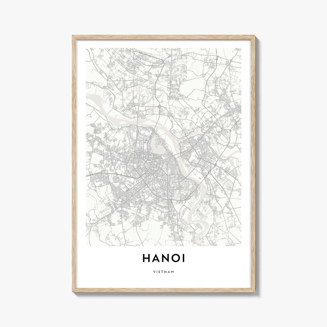Hanoi Vietnam Minimalist City Street Map Line Art Travel Poster