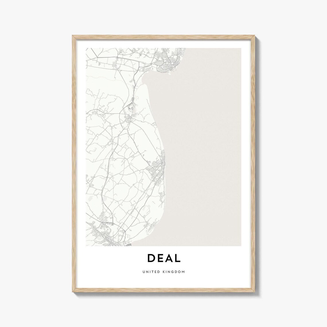 Deal United Kingdom Minimalist Coastal Line Art City Map Poster