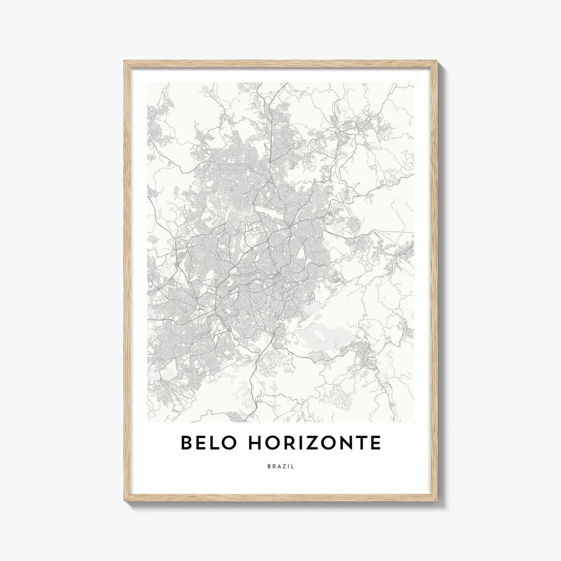 Belo Horizonte Brazil Minimalist City Street Map Line Art Poster