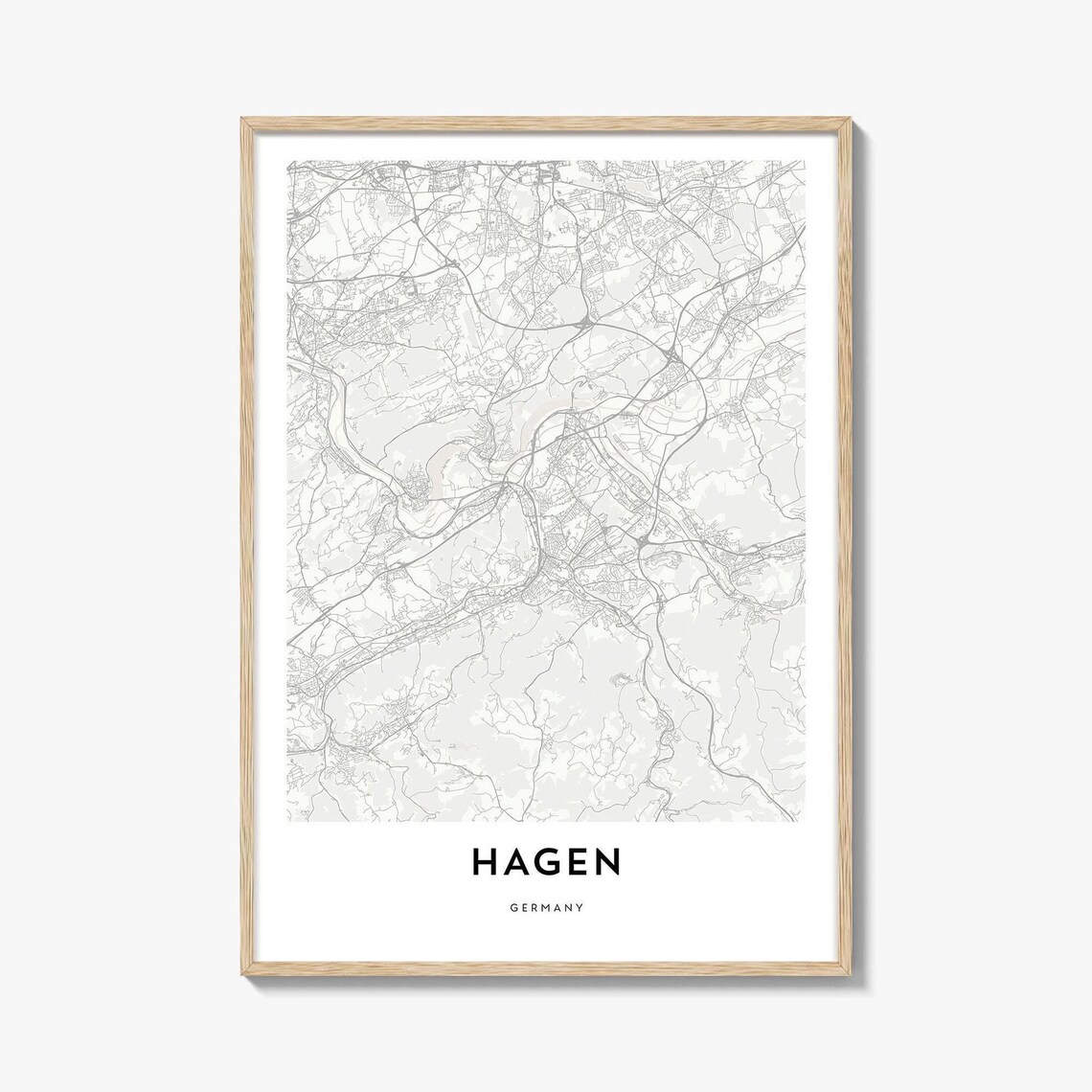 Hagen Germany Minimalist Beige City Street Map Travel Poster