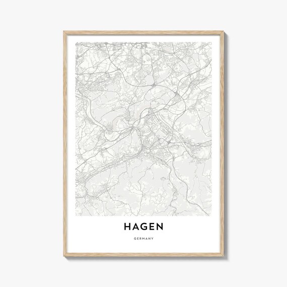 Hagen Germany Minimalist Beige City Street Map Travel Poster