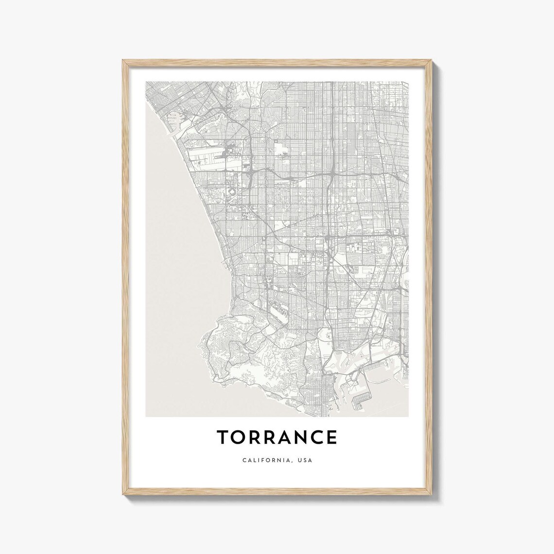 Torrance California USA Minimalist City Street Map Travel Poster
