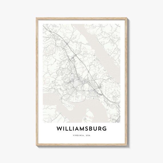 Williamsburg Virginia USA Minimalist White City Map Art Poster