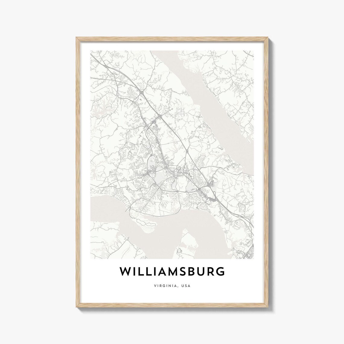 Williamsburg Virginia USA Minimalist White City Map Art Poster