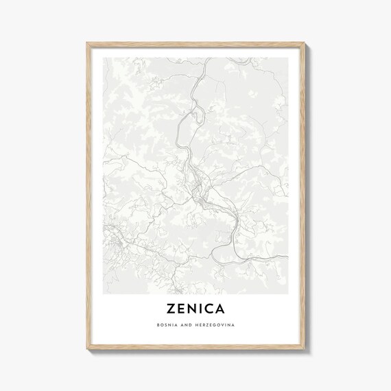 Elegant Minimalist Zenica Bosnia and Herzegovina City Map Poster