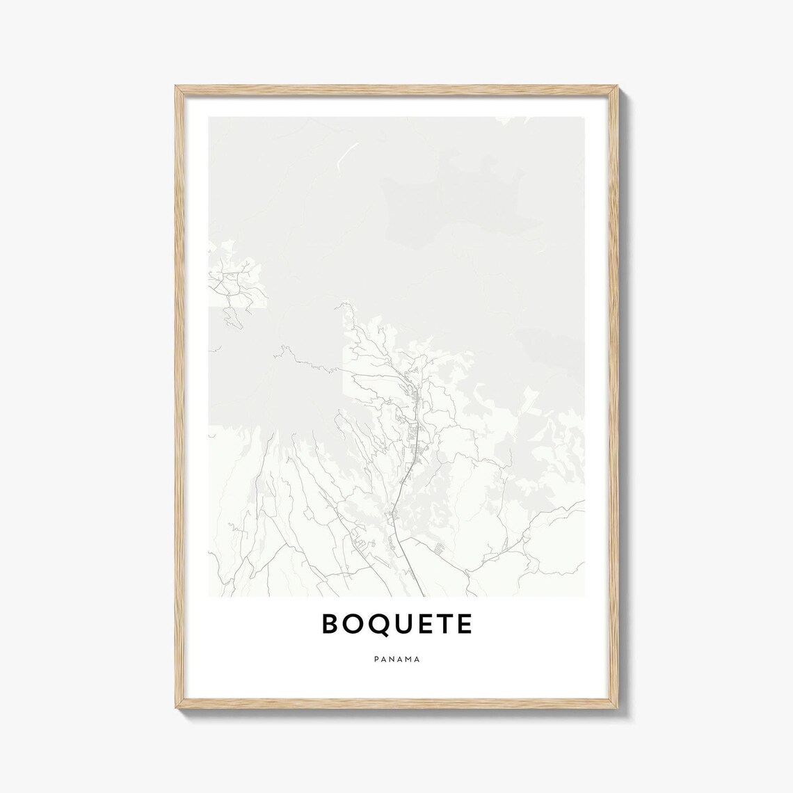 Boquete Panama Minimalist City Street Map Poster in Modern Light Design
