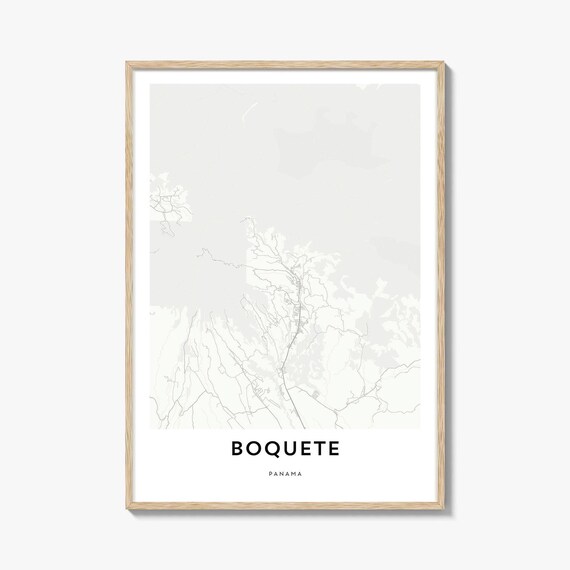 Boquete Panama Minimalist City Street Map Poster in Modern Light Design