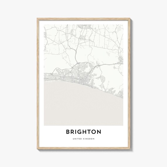 Brighton United Kingdom Minimalist Seaside City Map Poster Gift Decor