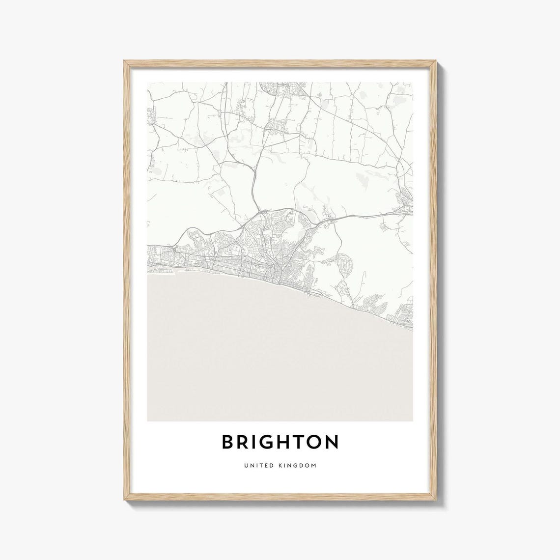 Brighton United Kingdom Minimalist Seaside City Map Poster Gift Decor