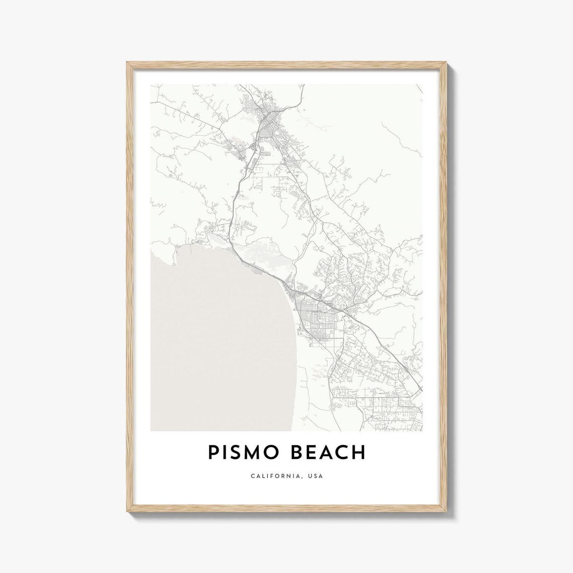 Pismo Beach California Coast Map Poster for Beach House Walls