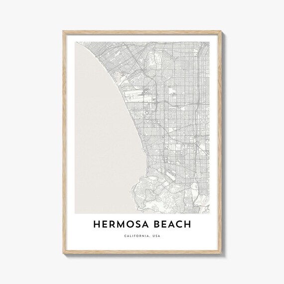 Hermosa Beach California Minimalist City Map Coastal Travel Wall Print