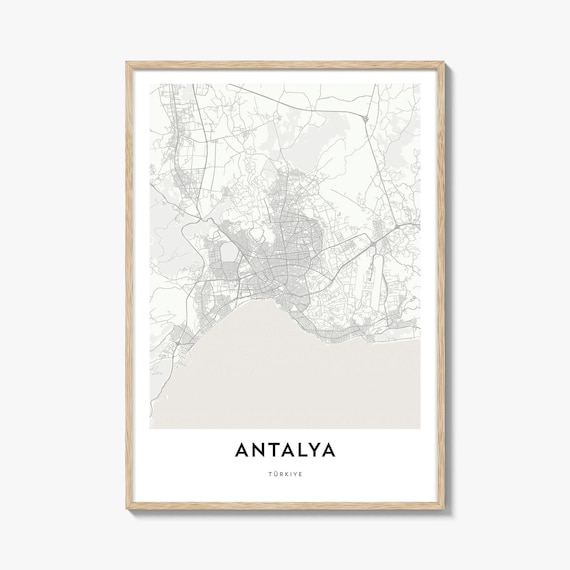 Antalya Turkiye Minimalist City Street Map Modern Line Art Wall Art